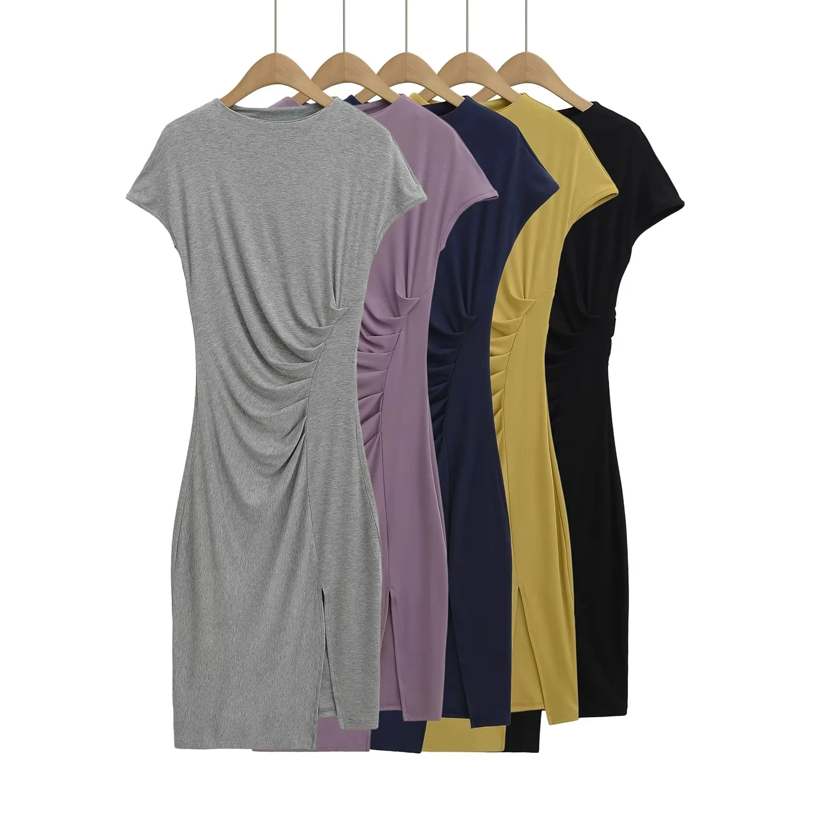 

Сексуальная однотонная облегающая юбка Dr с боковым разрезом ort Sve для женщин, весна-лето 202, повседневная одежда со сложенным дизайном