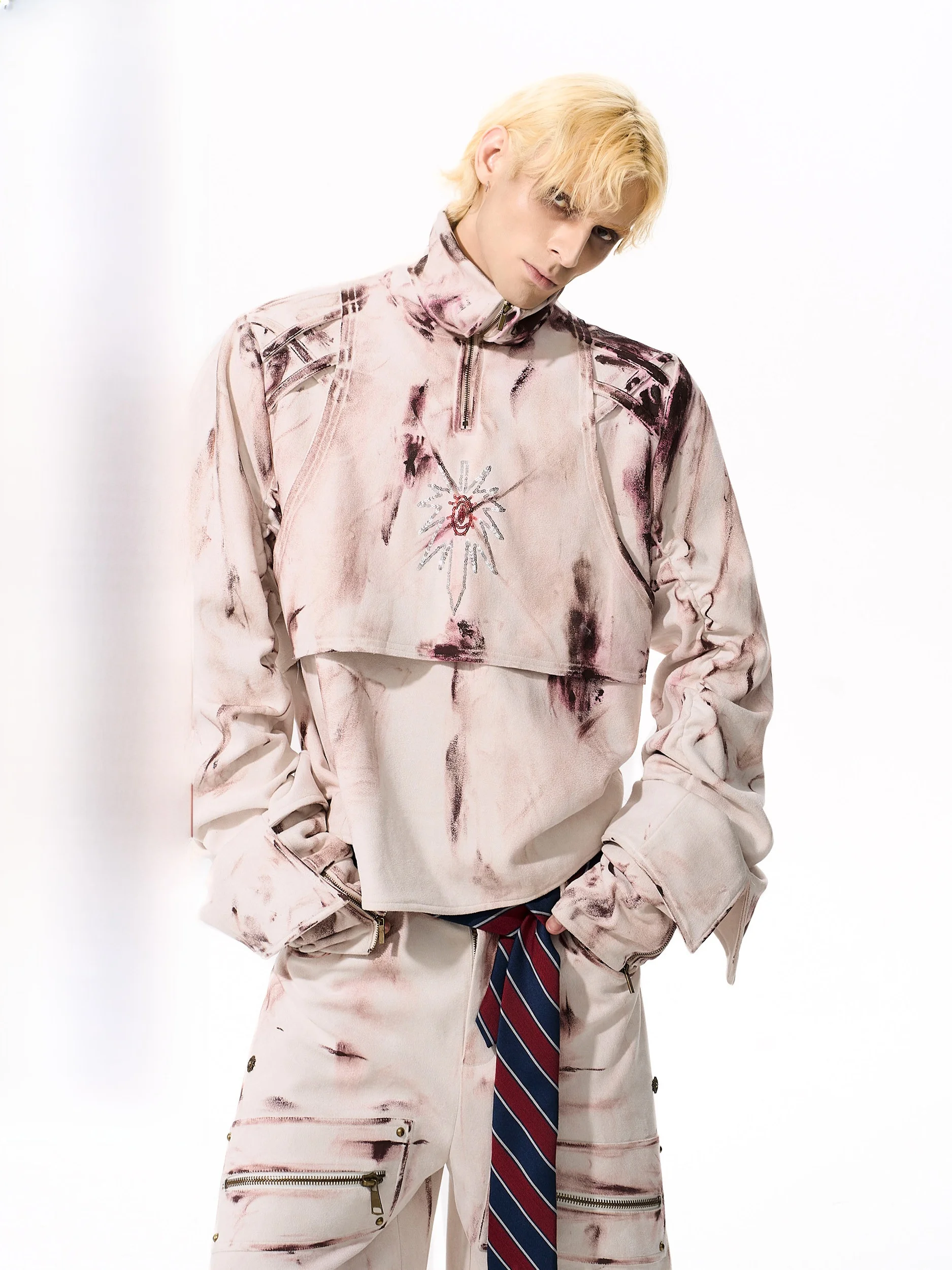 

Мужская толстовка из оленьей замши с капюшоном, повседневная, с длинными рукавами, деконструированный дизайн, теплая, комфортная, свободного кроя, в уличном стиле