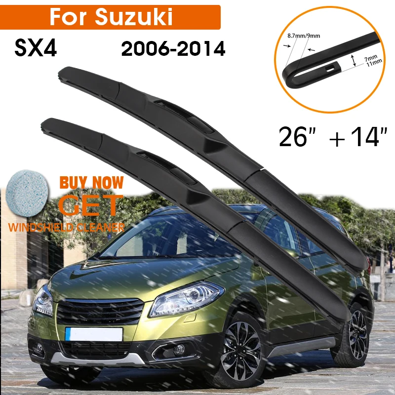 

Car Wiper Blade For Suzuki SX4 2006-2014 Windshield Rubber Silicon Refill Front Window Wiper 26"+14" LHD RHD Auto Accessories