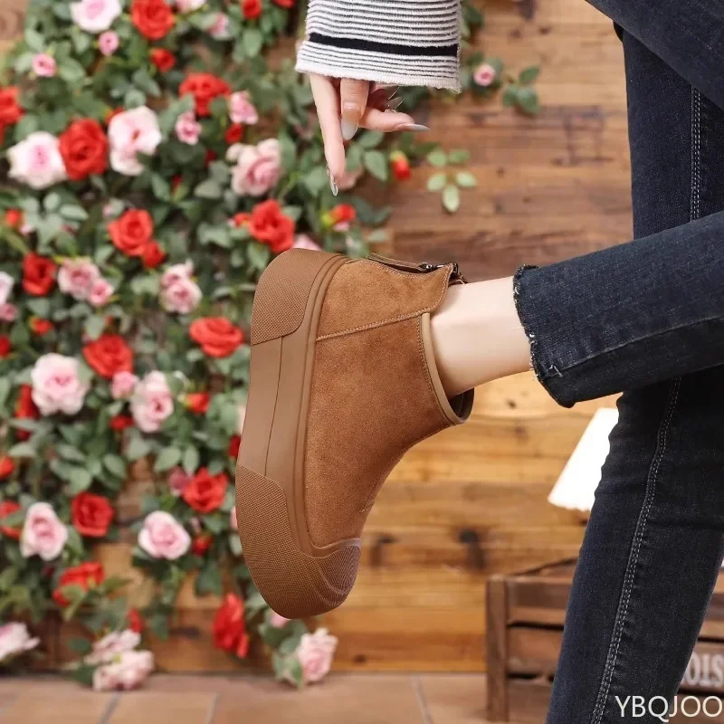 

Winter Fashion New Thick Soled Height Increasing Versatile Women's Short Boots with Thick Fleece and Warm Women's Snow Boots