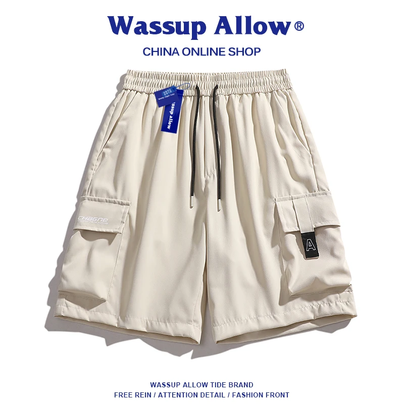 

Wassup Allow Американская рабочая одежда в стиле ретро, мужские летние свободные брюки с пятью четвертью, повседневные брюки, молодежные Vitali Sle