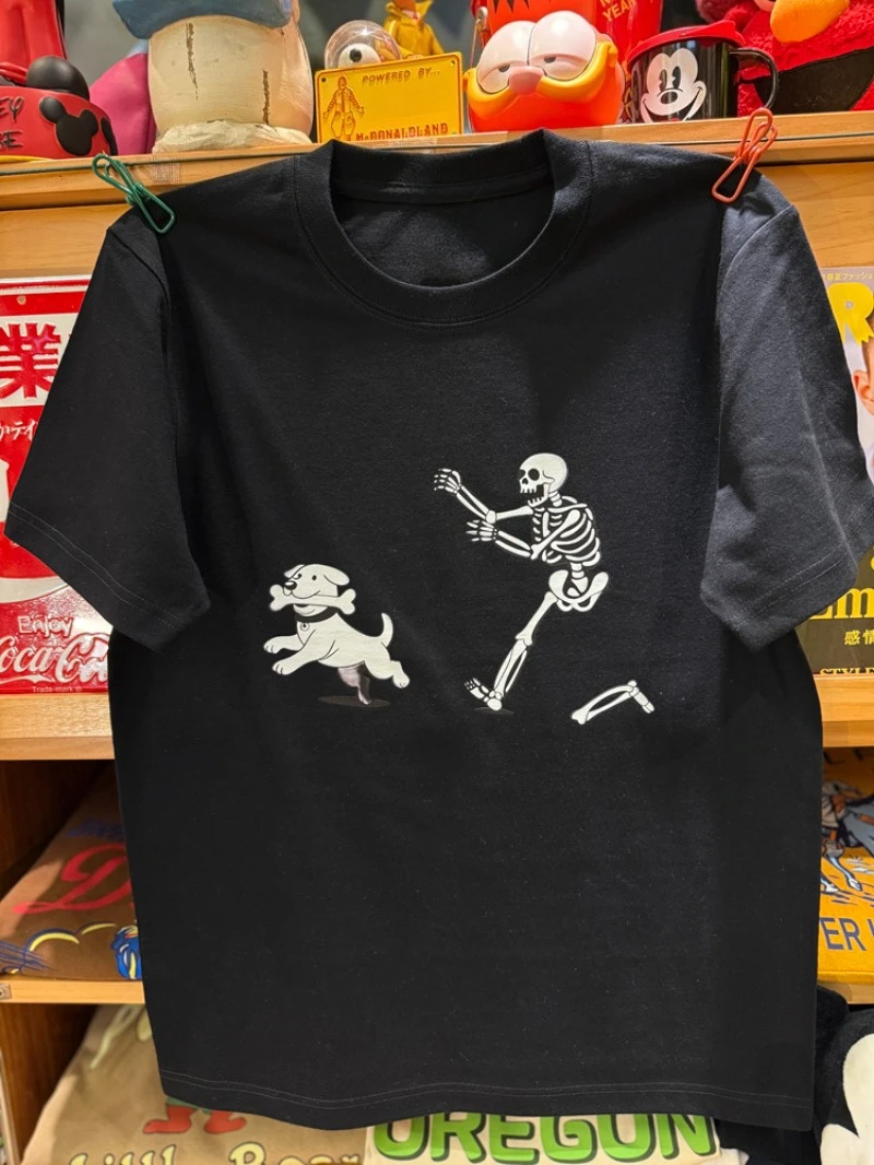 

Летняя мода 2025 года, новая американская ретро винтажная забавная хлопковая футболка в форме черепа с маленьким воротником для пар, удобная и простая.