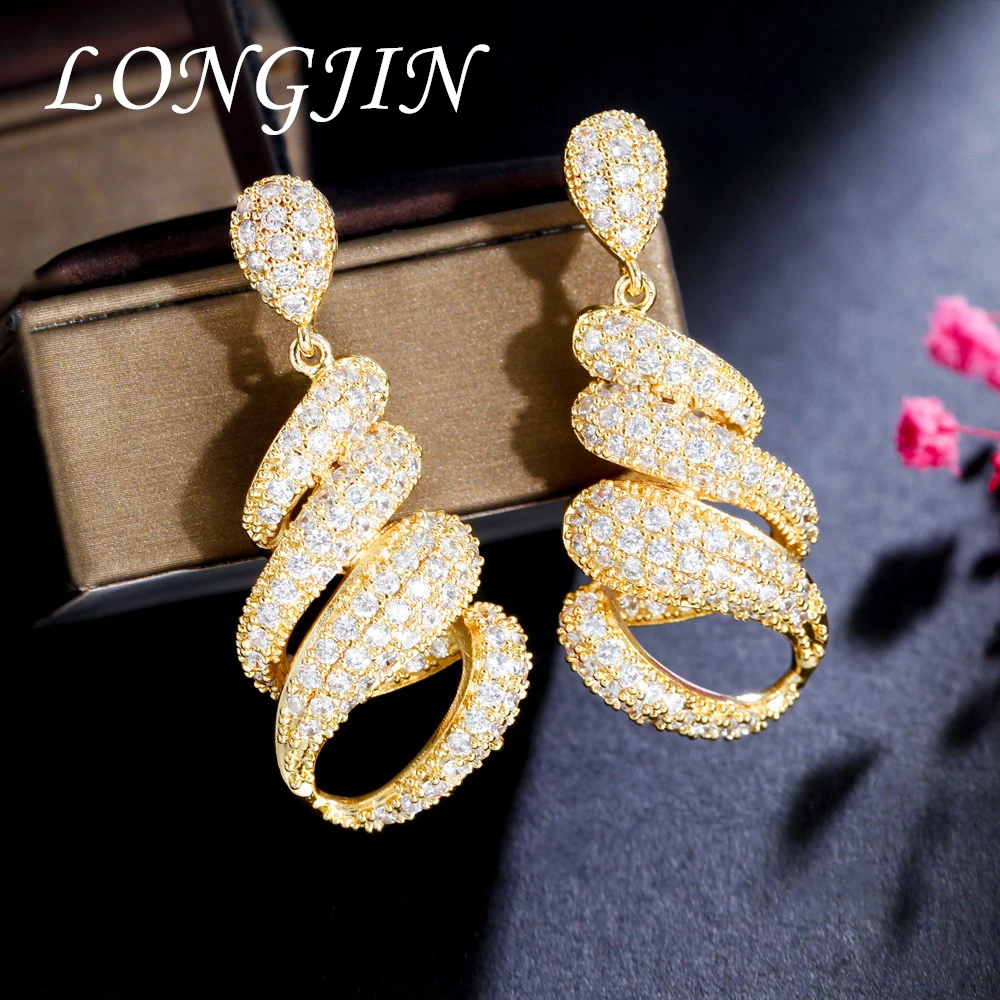 Fashion Creativity Hollow Women Classic Cubic Zirconia Earring 2024 Trend Bending Snake Shaped Street Shooting Jewelry Accessory