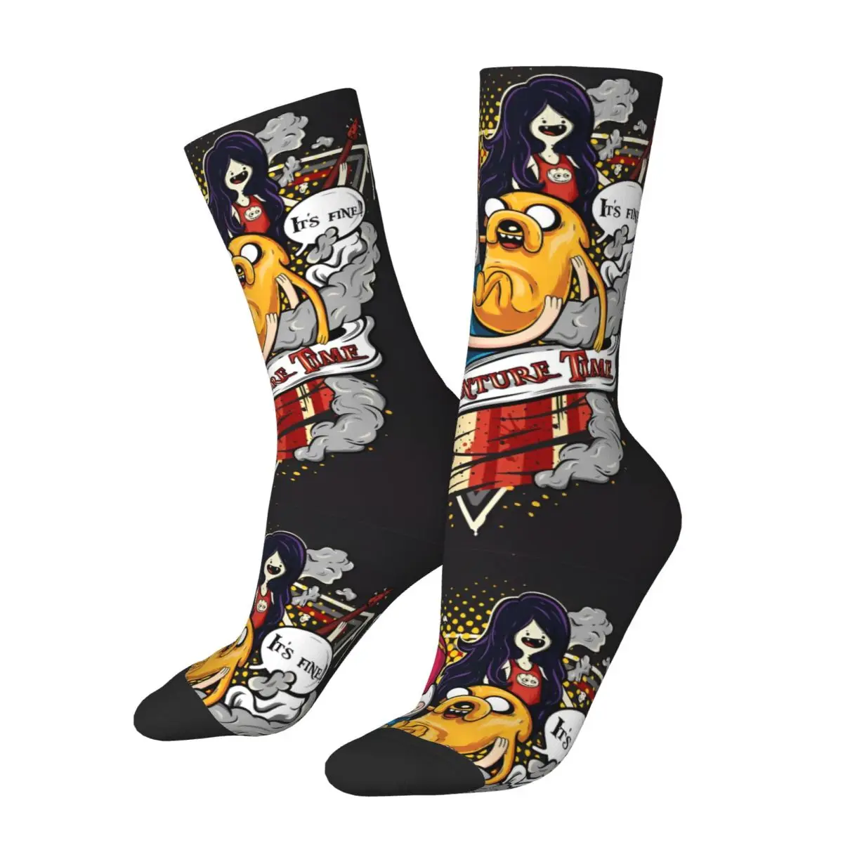 Adventure Time Stockings Funny Cartoon Television Pattern Fashion Socks Autumn Non Slip Socks Unisex Men Running Sports Socks