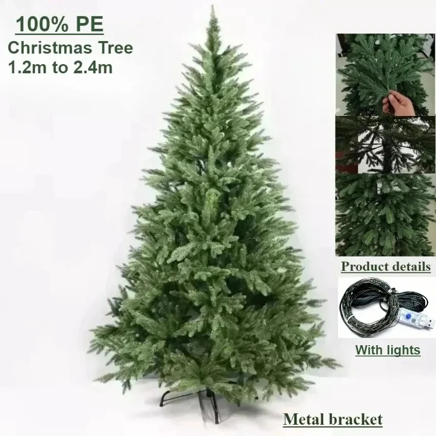 

Artificial Christmas Tree Large PE with Lights Christmas Tree 120CM-240CM Family Shopping Center Christmas Atmosphere Decoration