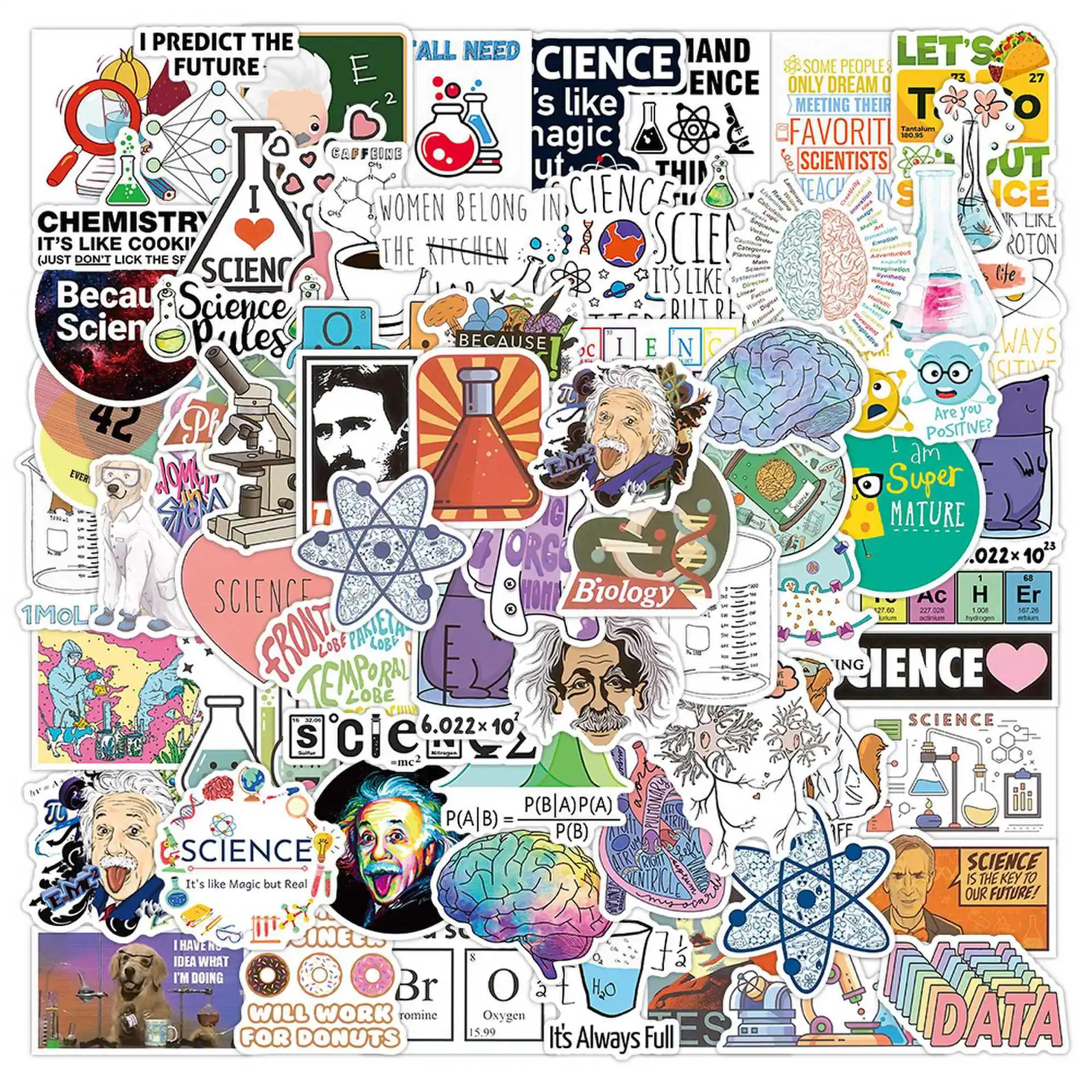 

100PCS Science Knowledge Stickers Graffiti Periodic Table Chemistry Element Decoration Notebook Waterproof Stickers Kids Toy