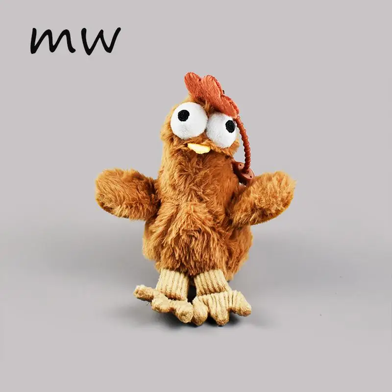 Bolso de mano con forma de gallina fea, bolso de felpa de pollo de piel, divertido llavero con colgante de pollo Kawaii, bolso de muñeca para mujer, regalos de cumpleaños