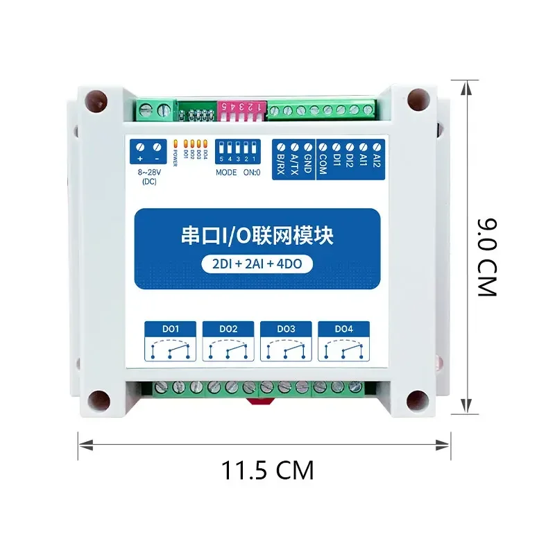 Modbus RTU I/O Network Module RS485 Control I/O with Serial Port 2DI+2AI+4DO CDSENET MA01-AACX2240 Watchdog