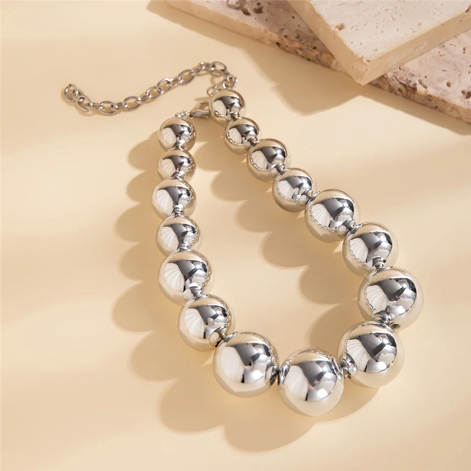 Übertriebene Goth Acryl CCB Big Ball Bead Kette Halskette für Frauen Punk Chunky Heavy Short Choker Grunge Schmuck Steampunk Männer – Detail 14