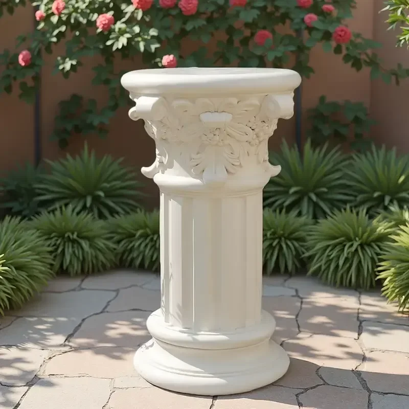 Roman Column Pergola Resin Hand-painted White Carved Design Classic Style Outdoor Garden Courtyard Decoration