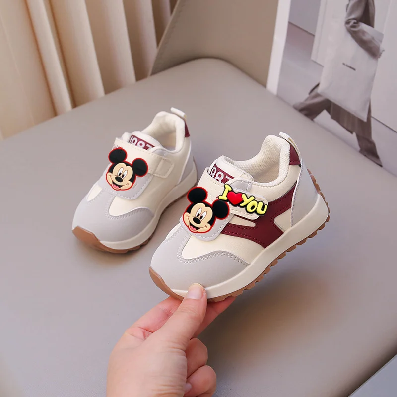 

Disney Mickey Mouse Minnie Spring Fall New Girl Casual Shoes Infant Soft Sole first walkers Baby Casual Shoes Boys Running Shoes