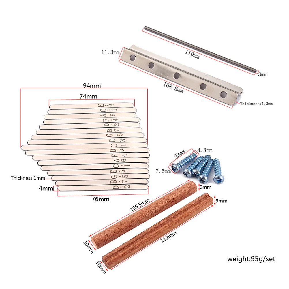 

17 Note Steel Kalimba Keys Thumb Piano Bridge Set Replacement Instrument Accessories for Music Lover