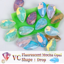 VC Mocha Opal Fluorescent Drop Sew on Rhinestones Drop Sewing Diamond Glass Diamond Flatback DIY Accessories Wedding
