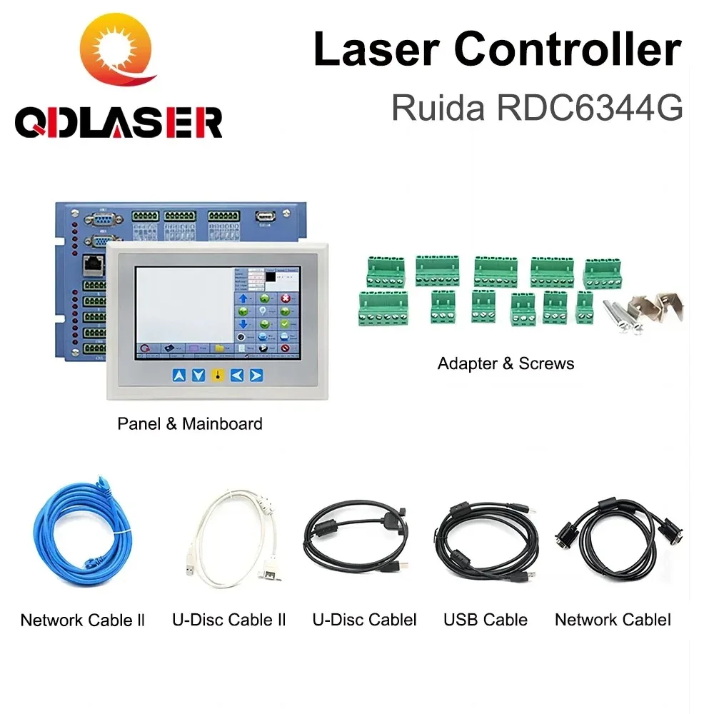 

Контроллер QDLASER Ruida RD RDC6344G с 7-дюймовым сенсорным экраном для CO2-лазерных гравировальных и режущих станков DSP RuidaRDC6344G