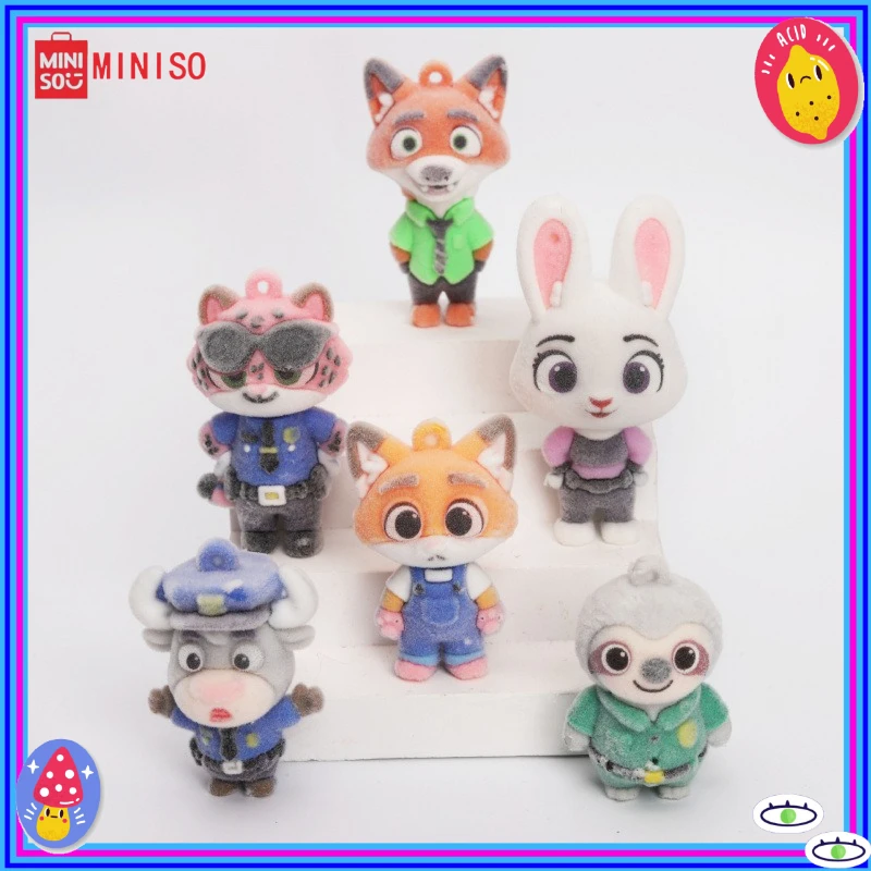 * # MINASO Flocking Zo/otopia Ke/yring DIY Craft Miękka Gumowa Figurka Zawieszka Blind Box Kolekcjonerska Dekoracja Torby