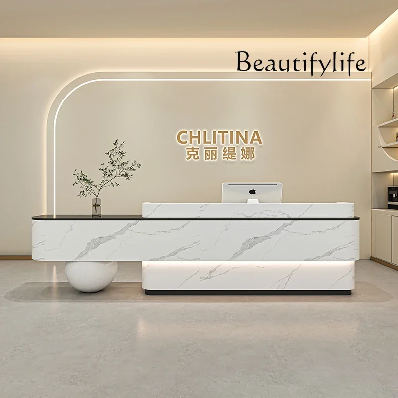 

X Modern Simple Beauty Salon Bar Company Hotel Reception Desk Clothing Store Checkout Page Paint Can Be Customized