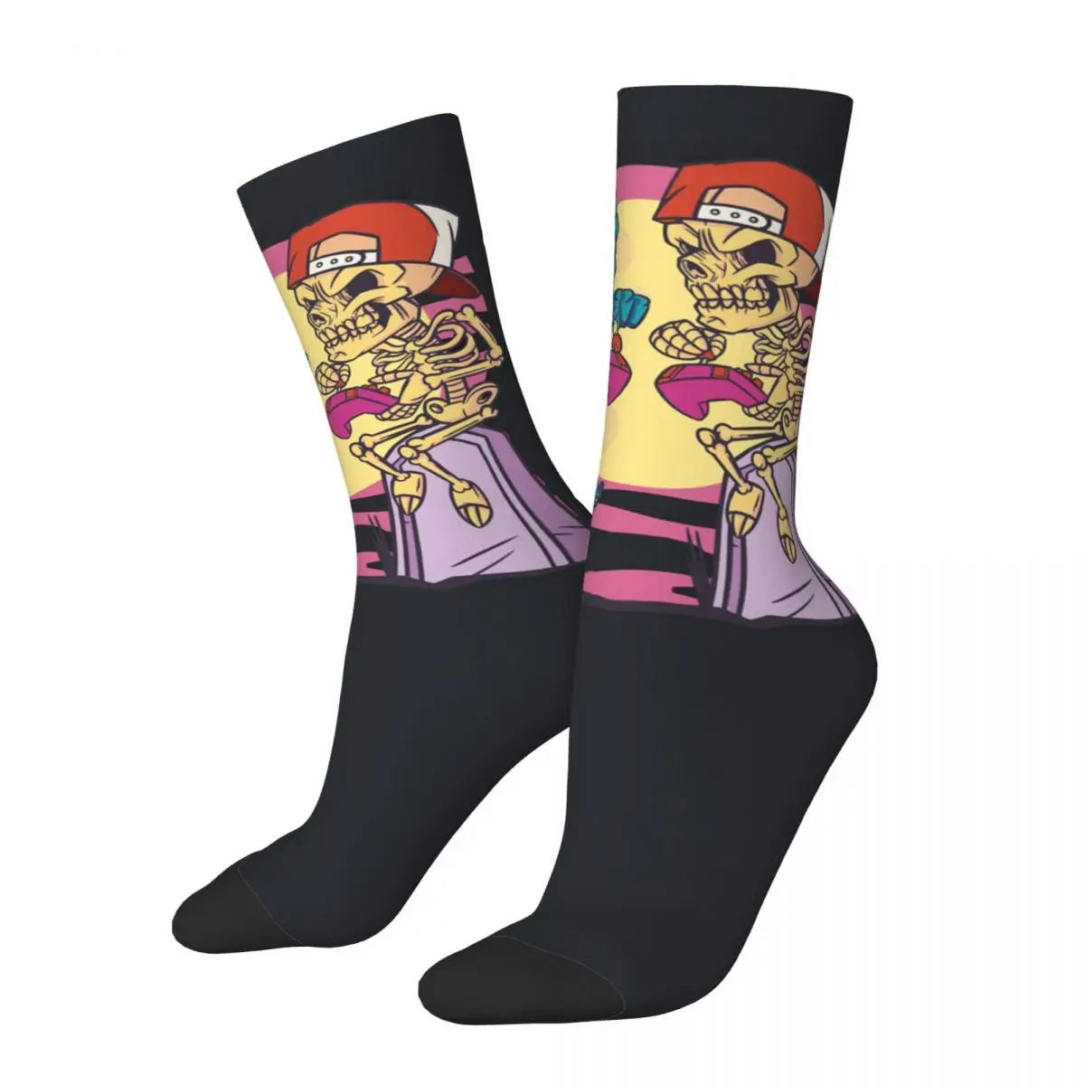 compression Sock for Men Skull Zombie Gamer Harajuku Zombie Video Gamer Happy Quality Pattern Printed Boys Crew Sock Casual Gift