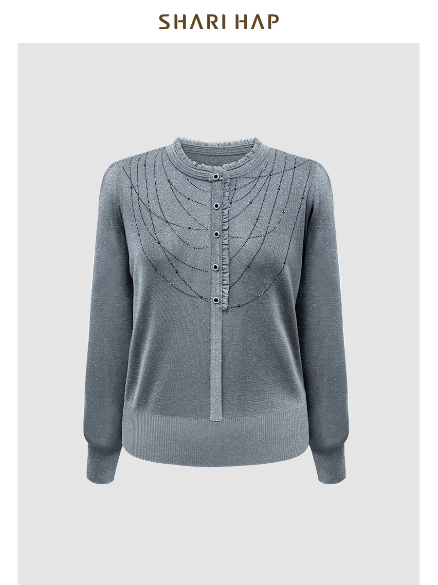 

ARI HAP Модная шелковая блузка с V-образным вырезом и длинным рукавом для женщин среднего возраста, весна 2025, новинка, комфортная