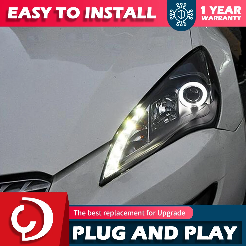 

Car Styling Head Lamp for Hyundai Rohens Coupe Headlights 2009-2012 Angel Eye Headlight LED DRL Signal Hid Auto Accessories
