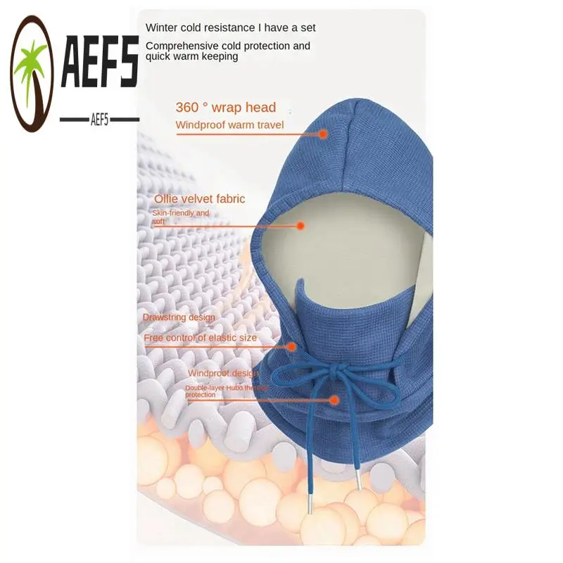 

AEF5-Теплая маска для езды на велосипеде на открытом воздухе Ollie, бархатный ветрозащитный капюшон, зимний лыжный шарф, встроенная защита шеи, ветрозащитный капюшон