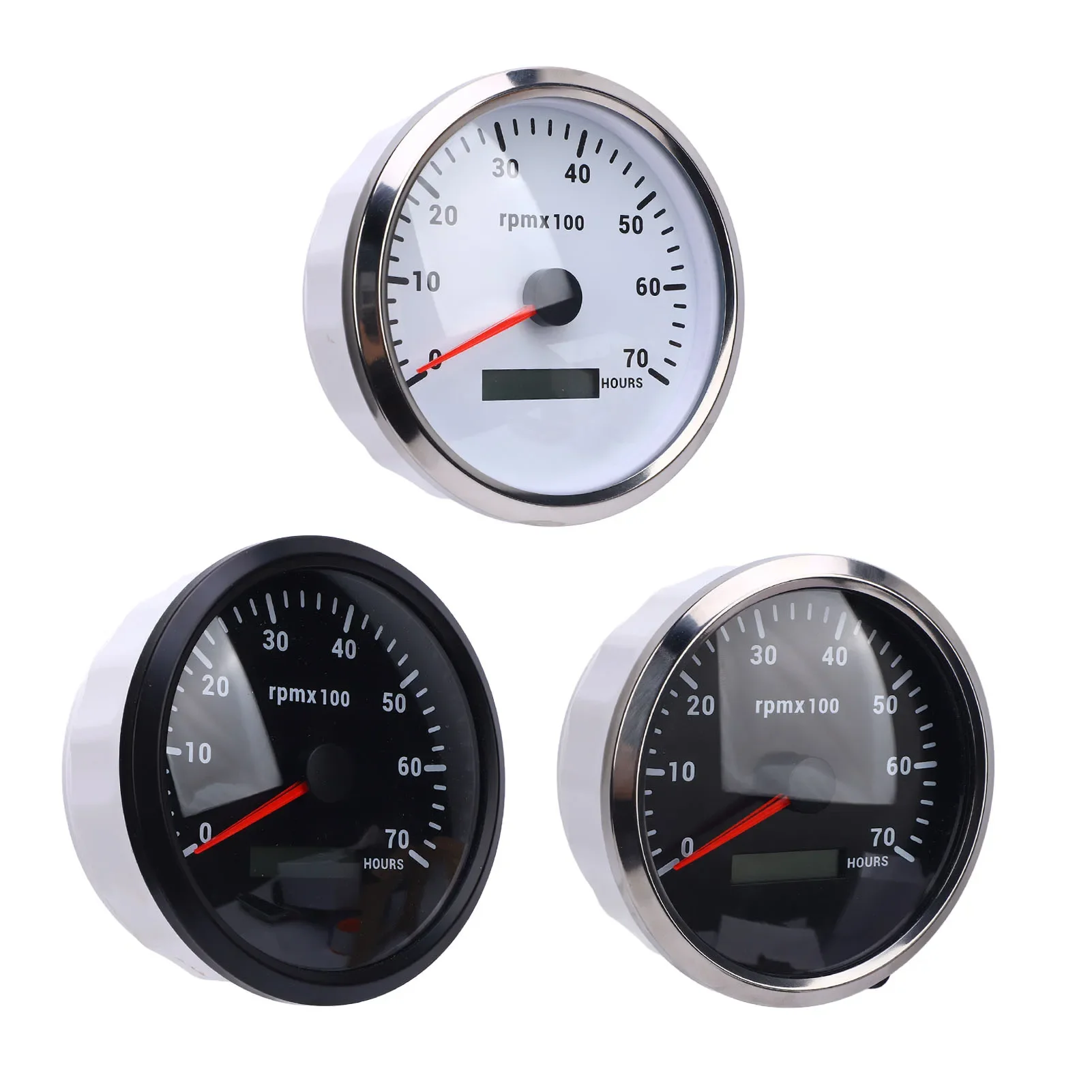 7000RPM Tachometer 110mm 4-3/8in Tachometer 7 Color Backlight  9-32V 7000RPM Gauge with Hour Meter for Car Yacht RV Boat Truck