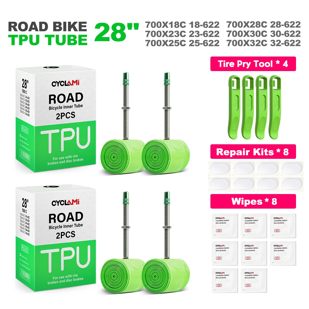 CYCLAMI Ultralight Fiets TPU Binnenband 700C 700X18 23 25 28 30 32 Road Fiets TPU Materiaal Band 45mm 60mm Lengte Franse Ventiel