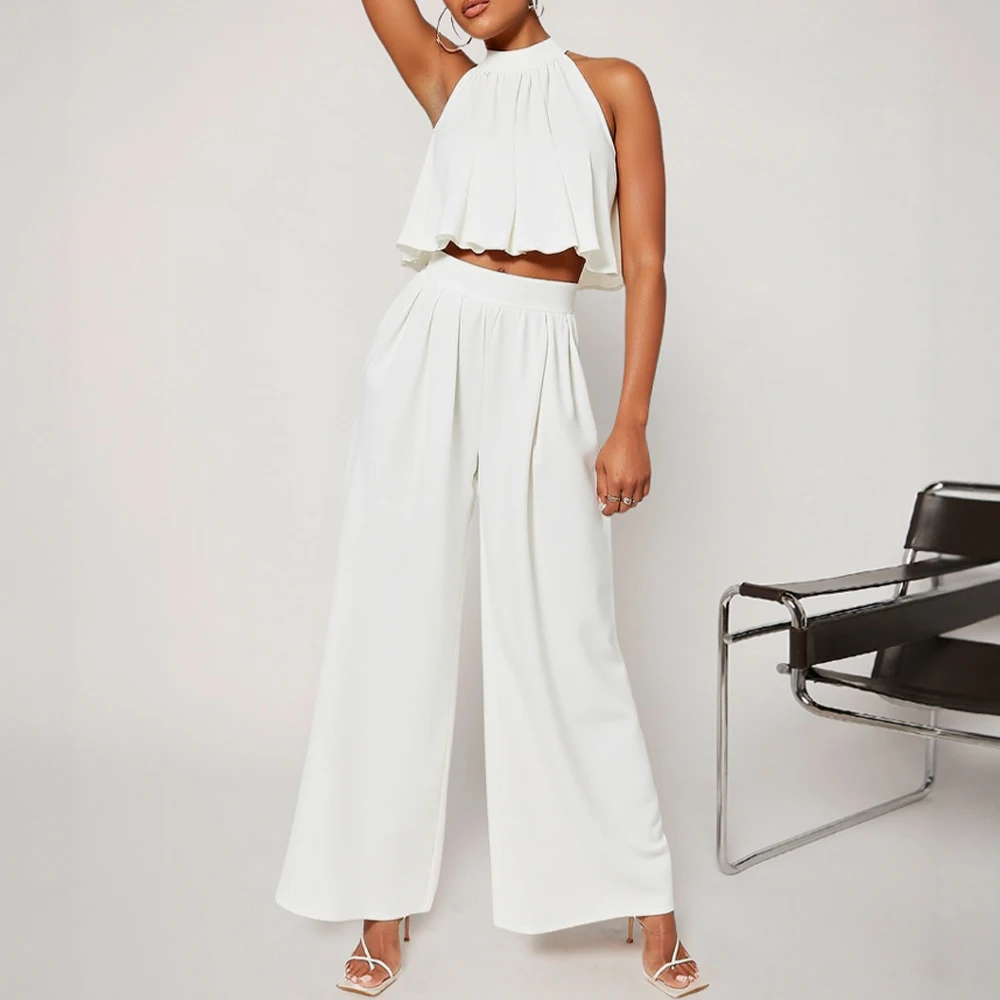 Mia Muse Boutique اقتصاص الخصر الطبيعي الكاحل مجموعات يومية للنساء مجموعات الصيف المناسب سليم طيات قبالة الكتف الرسن الرقبة