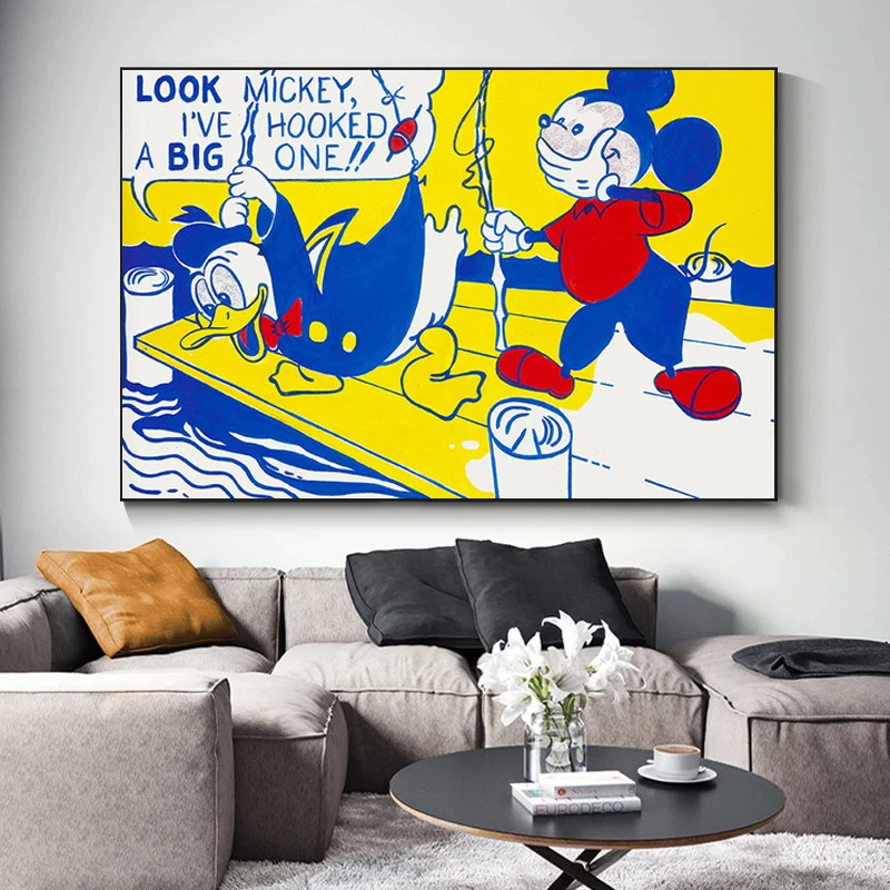 

Disney Mickey Mouse Donald Duck Canvas Paintings Cartoon Posters and Prints Wall Art Pictures for Living Room Wall Decor Cuadros