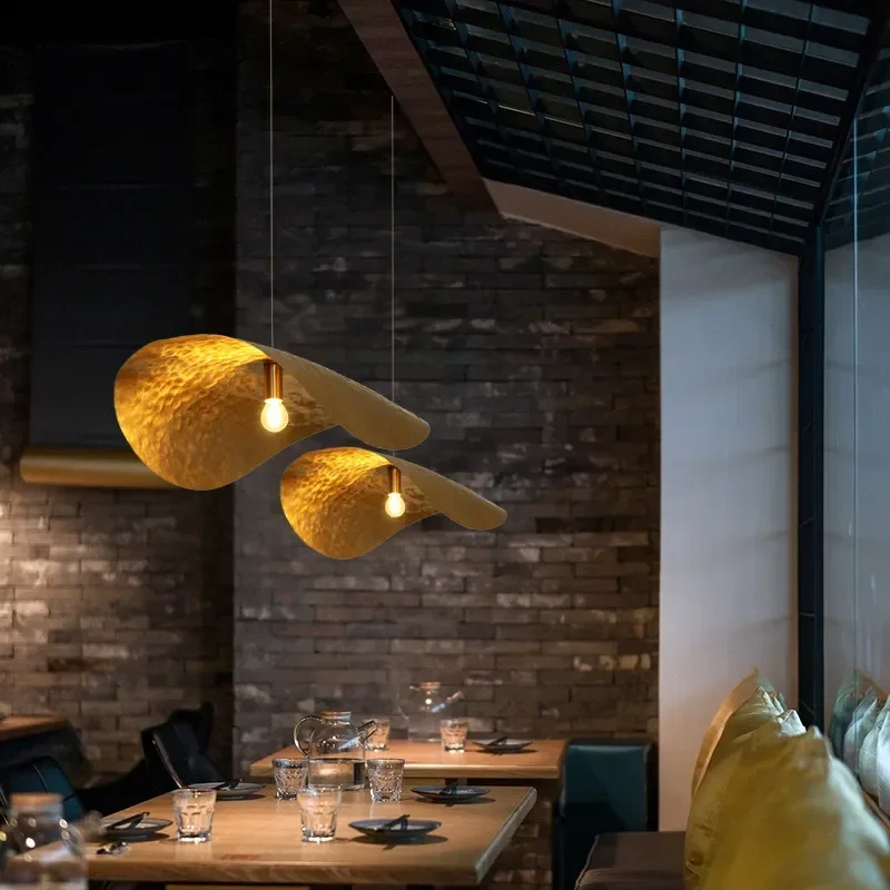 Nowa złota lampa wisząca z liści lotosu Nowoczesny żyrandol LED do salonu Wystrój jadalni Wyspa kuchenna Restauracja Lampa wisząca