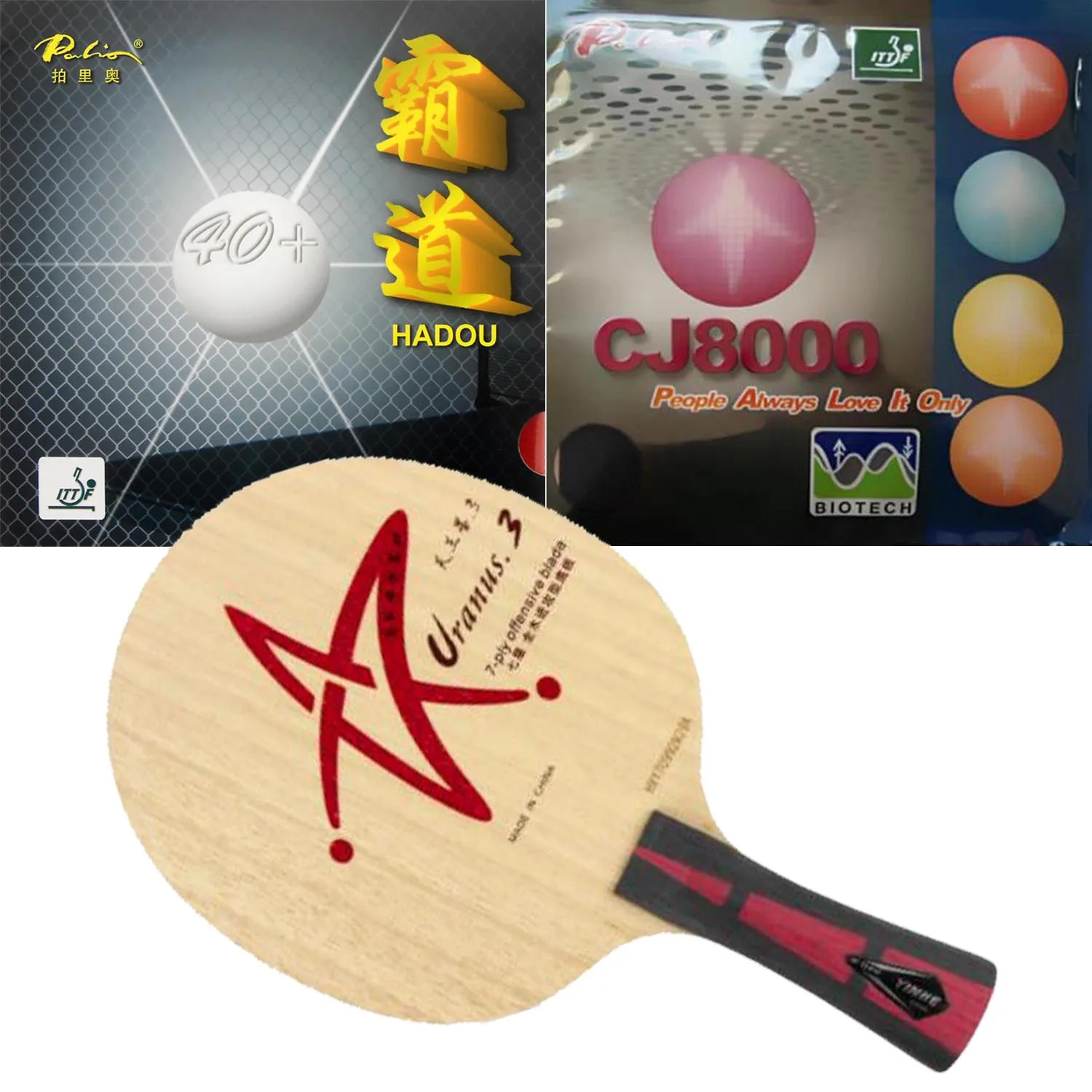 Pro Combo Racket yinhe U-3 Table Tennis blade with Palio HADOU 40+ and CJ8000 BIOTECH PingPong Rubber with Sponge 36-38