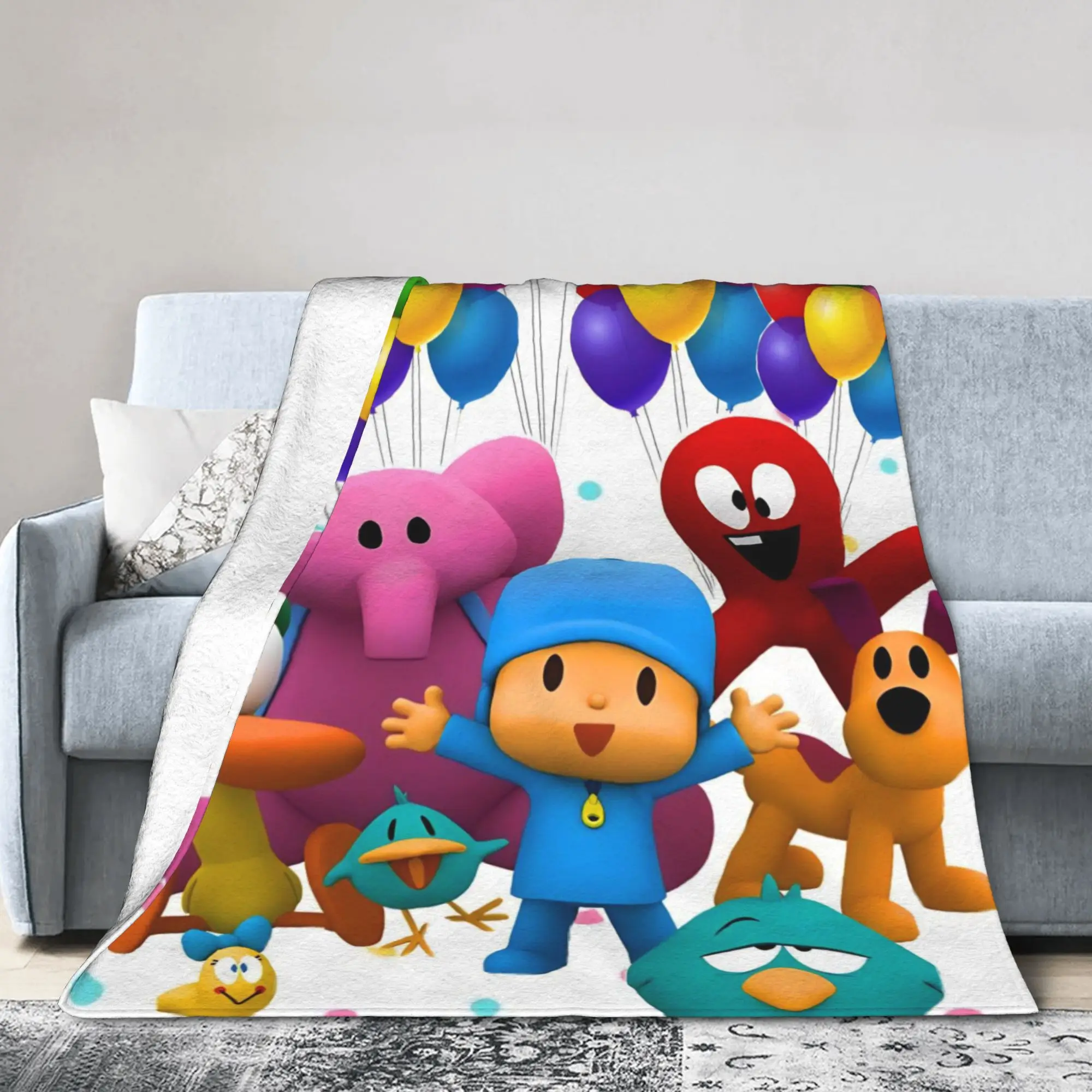 P-POCOYO Elly  Flannel Blanket Winter  Warm Throw Blanket for Girls Boys Couch Chair Street Trend Bedspread Sofa Bed Cover
