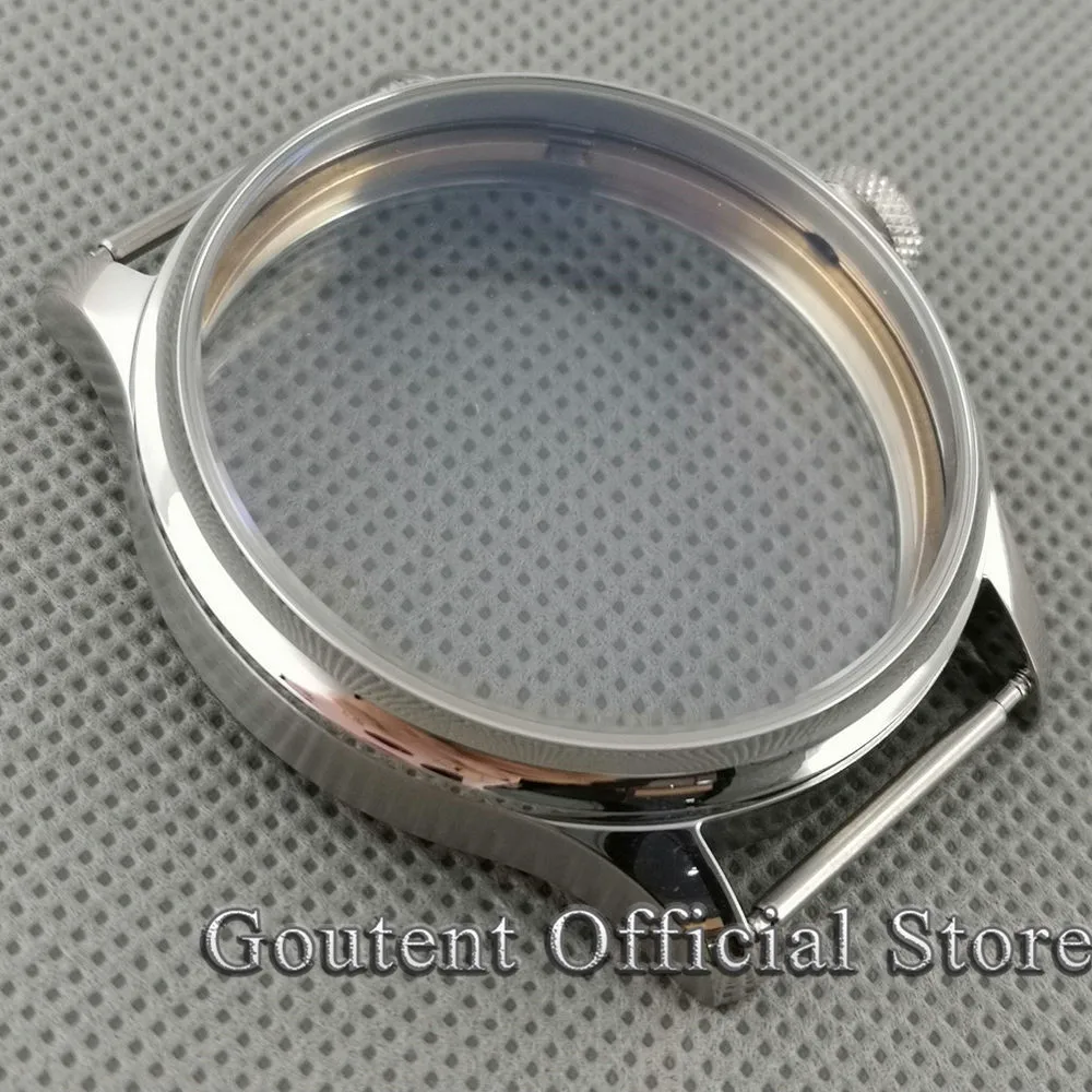 Goutent 44mm Silver Steel Watch Case Fit ETA 6497/6498 Seagull ST3600/3620 Movement Watch Parts