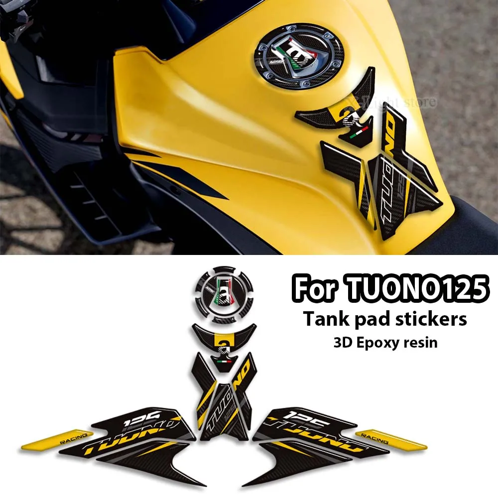 ﻿   ثلاثية الأبعاد خزان الوقود وسادة ملصقات حامي مائي دراجة نارية لأبريليا تونو 125 تونو 125