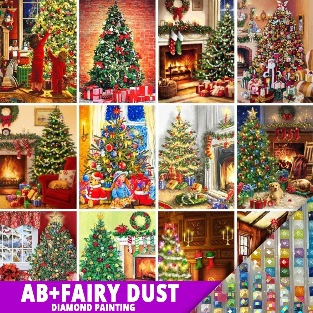 AB Fairy Dust 5D pittura diamante fai da te albero di natale immagine di strass Kit punto croce ricamo completo regalo mosaico decorazioni per la