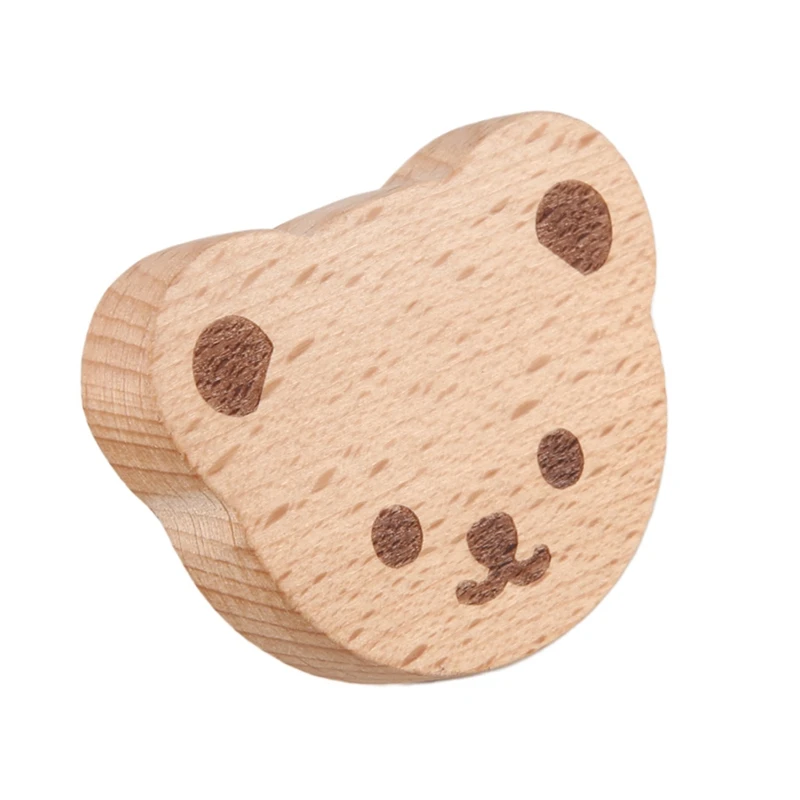 15Pcs Furniture Knobs,Wooden Drawer Knobs, Wooden Cupboard Knobs,Bear Drawer Knobs for Kids, Dresser, Drawers,Kitchen-A07G