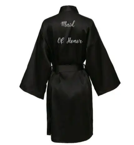 Satin Silk Robe Bride Robe Women Wedding Robe Bridesmaid Robes Dressing Bridal Robes Black