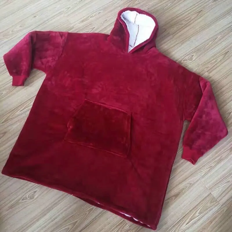 Winter Warm  Wooded Pajamas TV Wearable Blanket Extended Pocket Lazy Carpet Hoodie Cover Warm Bathrobe Soft Plush Throw