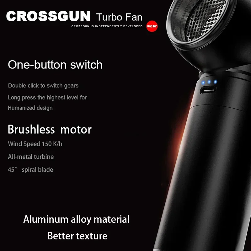 CROSSGUN Turbo Jet Violent Fan Aluminium Alloy Super Wind Power Portable Mini Handheld Car Dust Blowing Tool Christmas Gift