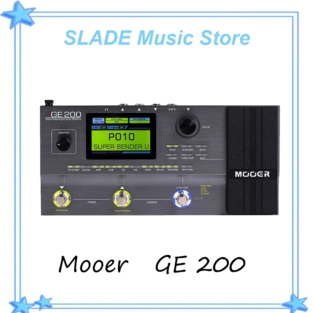 Mooer GE200 أمبير النمذجة | معالج متعدد التأثيرات مع 55 موديلًا مضخمًا عالي الجودة و26 موديلًا لكابينة مكبر الصوت بالأشعة تحت الحمراء #1