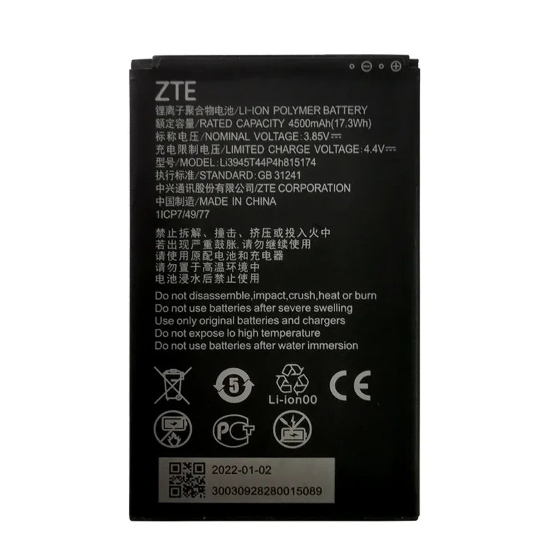 100 % originales neues 4500 mAh Li3945T44P4h 815174 Akku für ZTE MU5001 Wifi6 5G Tragbare WLAN-WLAN-Router-Akkus