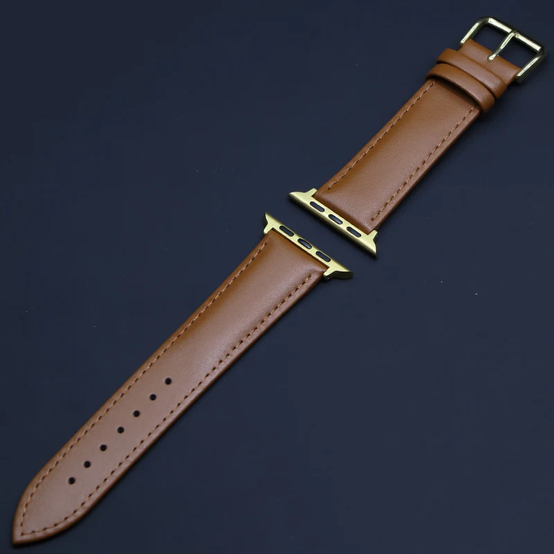 Brown Leather Band Loop Strap For Apple Watch 4 3 2 1 38mm 40mm , Men Leather Watch Band for iwatch 5 44mm 42mm Bracelet