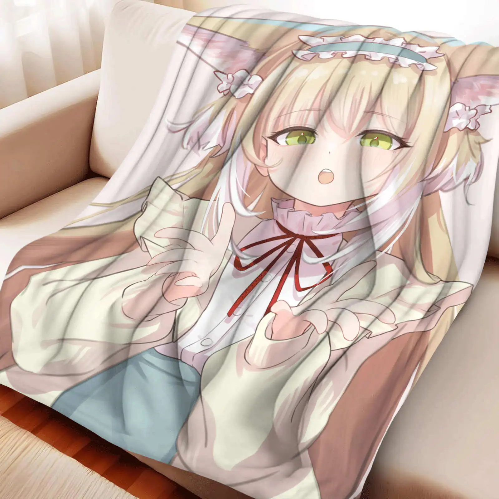 Arknights Lily of the Valley Flannel printed blanket suitable for all seasons suitable for living room office sofa and travel