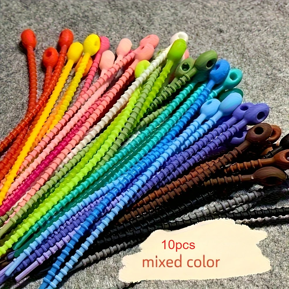 Cable Lock Flexible - สายรัดซิลิโคน 10 ชิ้น - ตัวจัดระเบียบสายไฟแบบใช้ซ้ำได้ ทนทาน