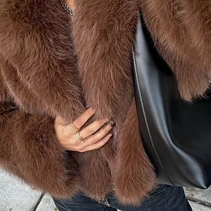 Vintage Skin of Fake Women's Jacket Full Sleeve Lady Lady Casaco 2024 Fashion Fall Winter Elegant Hot Solid Women's Thickening Outwear 8 Main Women's Brown Coat Sales - №8