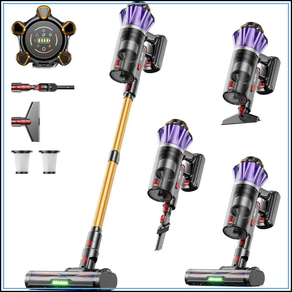 650W 55Kpa 70Mins Cordless Vacuum, Hurricane Mode, Anti-Tangle, Self-Standing, 1.8L Cup for Home Pet Hair