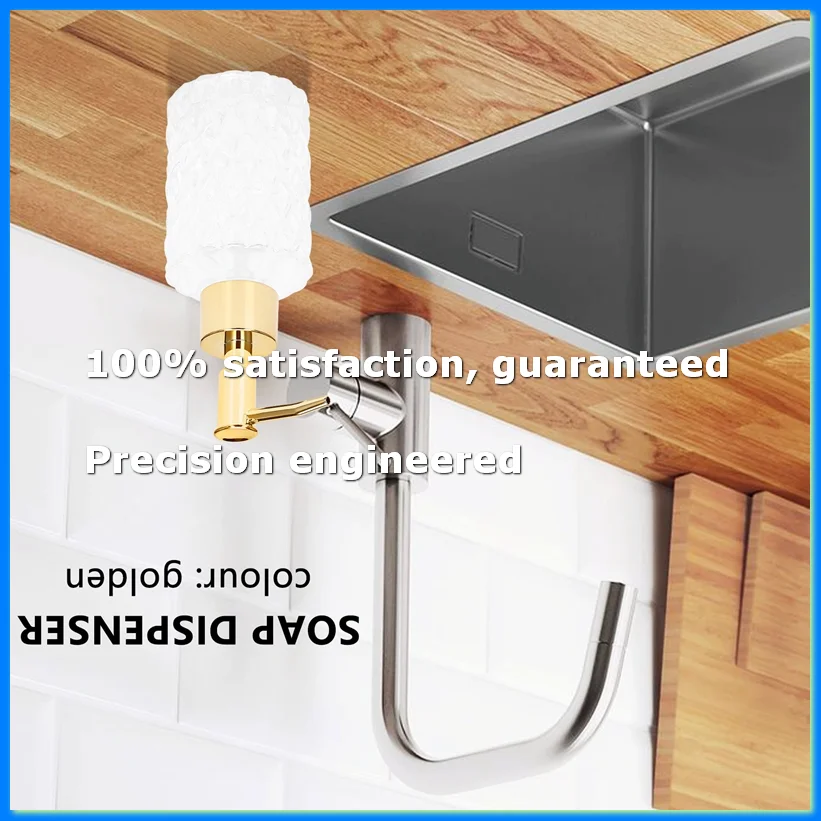 

Multipurpose Mesa Soap Dispenser Easy to Clean Glass Soap Pump Dispenser perfect for Kitchen and Bathroom (Gold)-ELEC