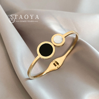 New Classic Round Roman Design Stainless Steel Gold Color Bracelets 2025 Fashion Jewelry For Women's Wrist Luxury Accessories