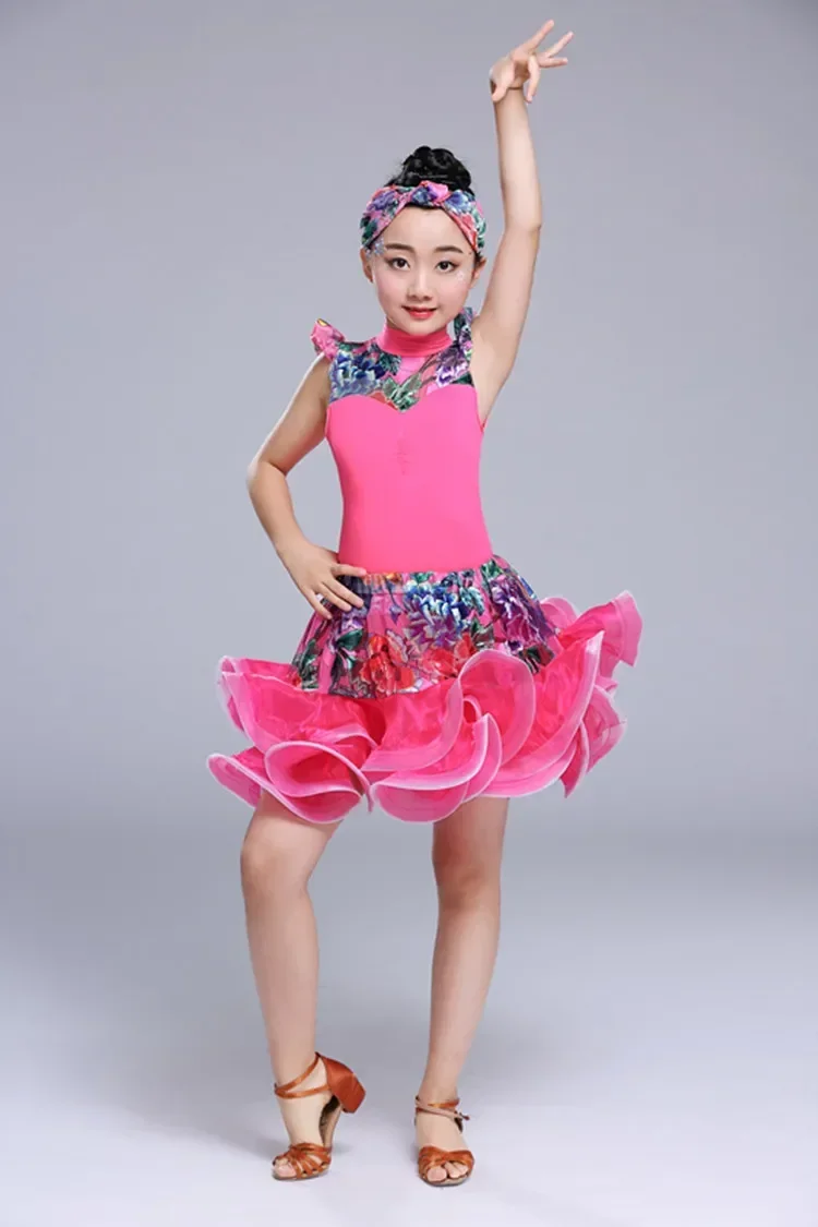 Neue Kinder Latin Dance Kleid Performance Kleidung Kinder Wettbewerb Druck Latin Dance Performance Tanz Praxis Servi