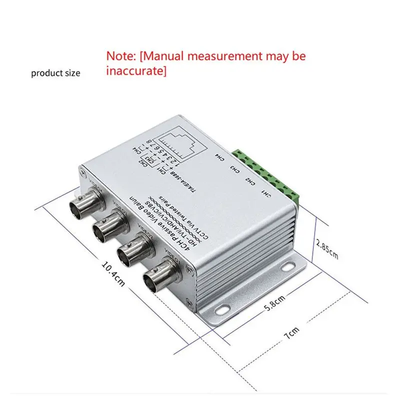 AEE3-4CH Passive Video Balun For TVI CVI AHD Cameras CCTV Via Twisted Pairs UTP Video Balun 4CH Transceiver BNC To UTP RJ45