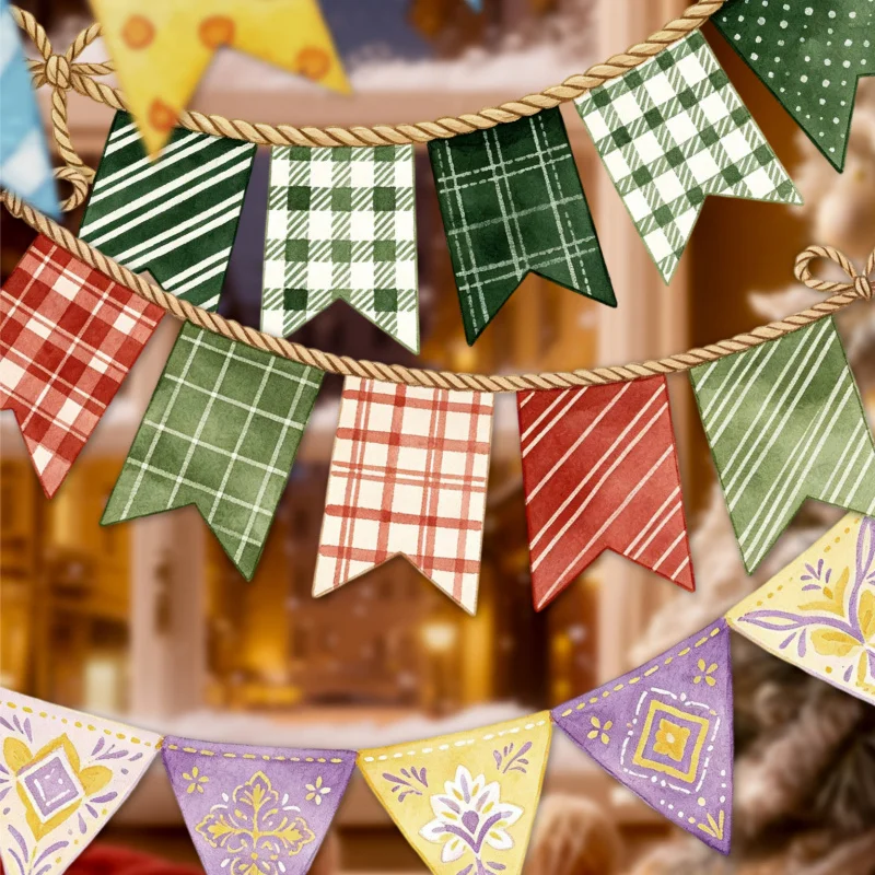 16 Sheets Colorful Pennant Stickers Triangle Flag for DIY Handmade Album Scrapbooking Decorative Paper Supplies